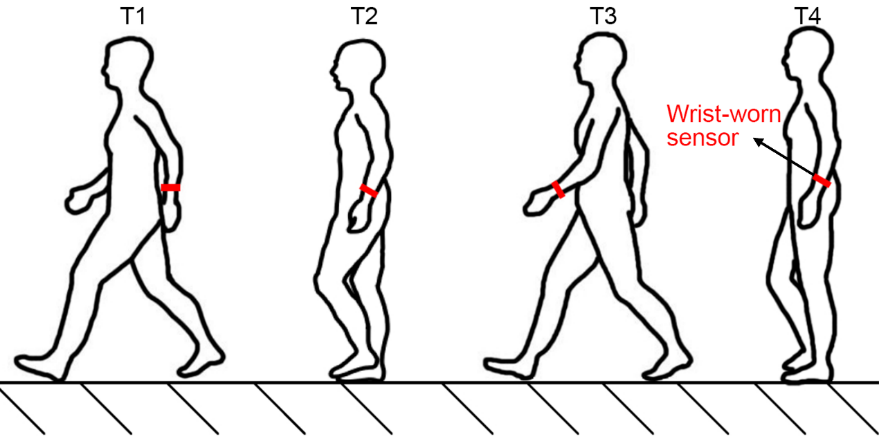 图1 步行摆臂过程示意图